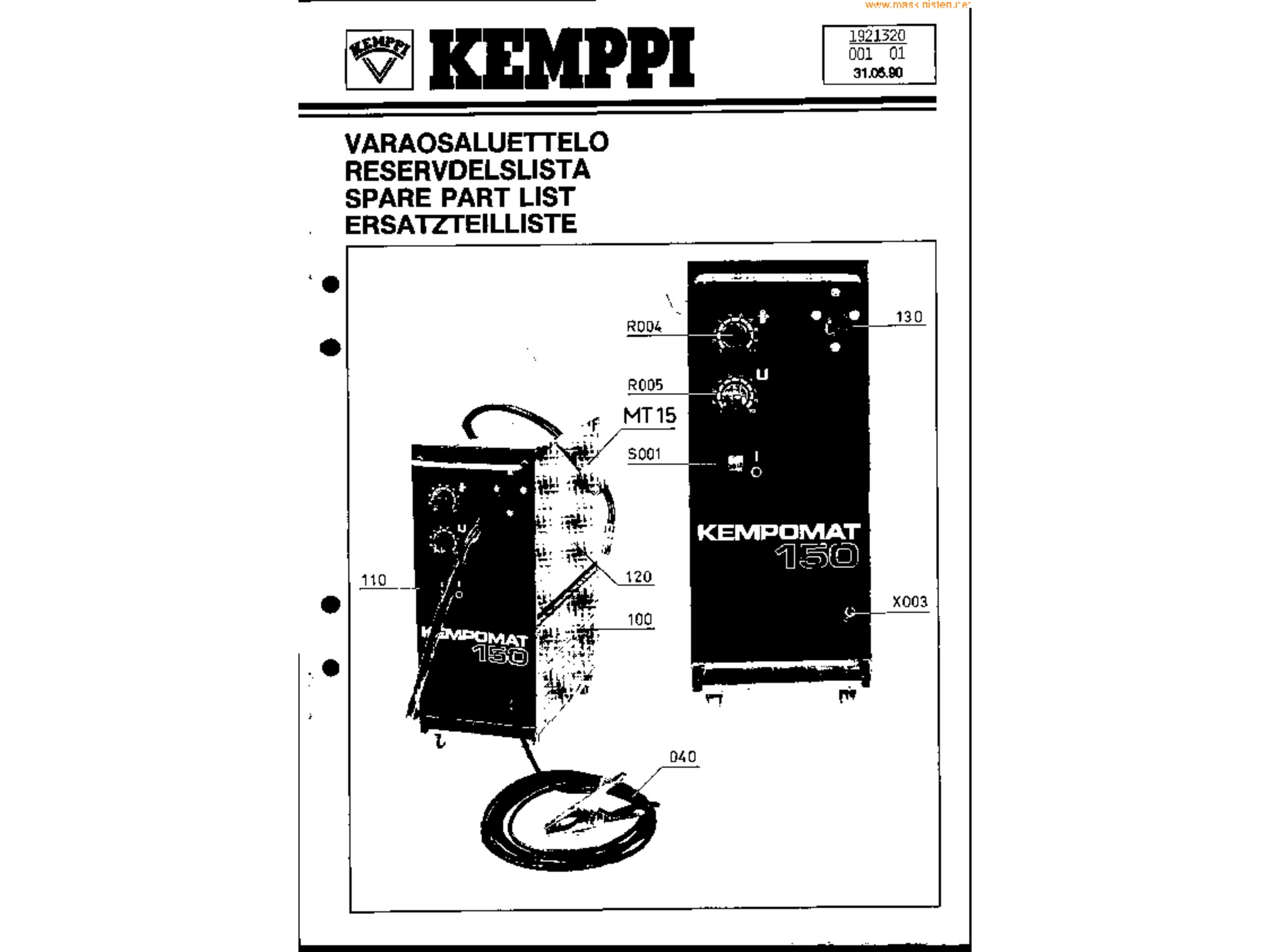 Kempomat 150 service manual binder cover